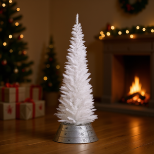 Sapin de Noël artificiel blanc de 1,80 m en plastique, avec base sur pied pour intérieur, branches pliables, sans lumières incluses - Product Image 2
