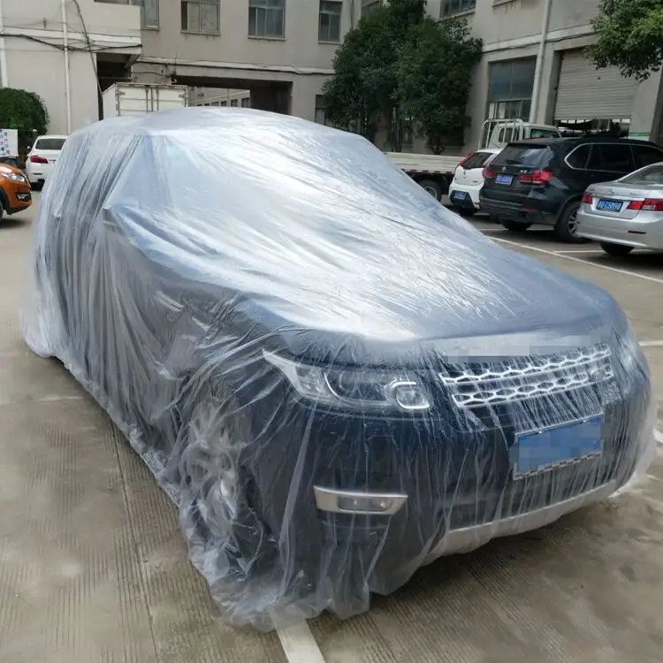 Disposable Plastic PE Car Cover with Elastic Band Medium Size 21' x 12.5'