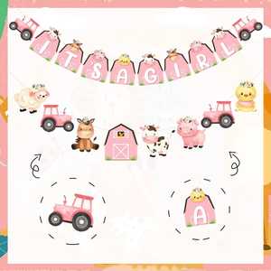 Decoraciones <span class=keywords><strong>de</strong></span> Baby Shower <span class=keywords><strong>de</strong></span> animales <span class=keywords><strong>de</strong></span> granja, pancarta <span class=keywords><strong>de</strong></span> niña para decoración <span class=keywords><strong>de</strong></span> fiesta <span class=keywords><strong>de</strong></span> corral, guirnalda temática <span class=keywords><strong>de</strong></span> Baby Shower, pancarta <span class=keywords><strong>de</strong></span> fiesta rosa - Product Image 5