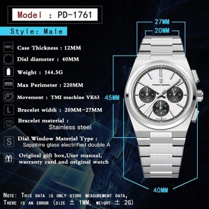 PAGANI DESIGN 1761 Nouvelle montre sport pour homme, mode haut de gamme, quartz, saphir VK63, étanche, classique, acier inoxydable - Product Image 6