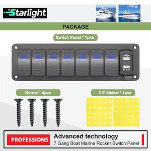 Panneau de commutation marin IP67 7-Gang avec USB-C 4.8A et voltmètre-Prêt pour la tempête pour les consoles de bateaux de <span class=keywords><strong>basse</strong></span> - Product Image 2