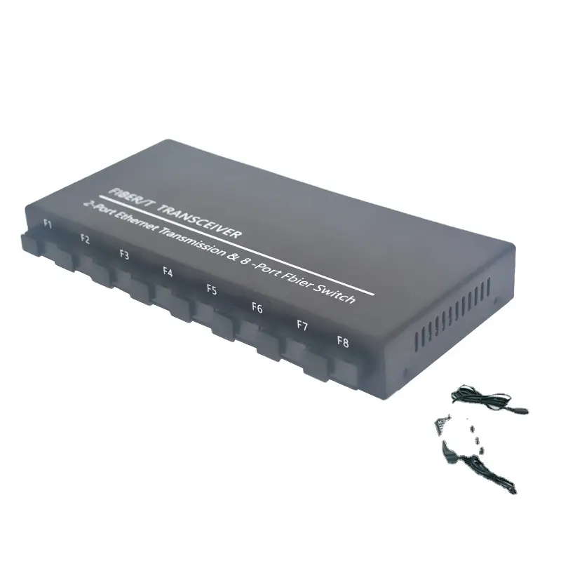 RTXMC 100M rápido 8 puertos interruptor de fibra óptica 2Rj45 fibra única convertidor de medios Ethernet rápido transceptor de red 8F2E 8FO2LAN