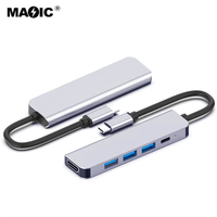 Hub USB C 5 en 1 multifonctionnel à prix avantageux, type C vers HDMI, USB 3.0, 2 USB 2.0, PD, port USB C, pour PC