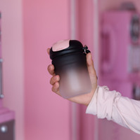 Mug en verre borosilicate ombré 2025, mignon, avec double paille, résistant à la chaleur, bouteille d'eau pour femmes, 360 ml, anti-fuite, sans BPA