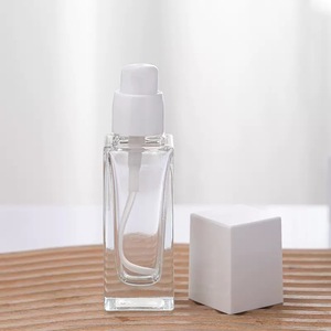 Luxury 15ml 20ml <b>30ml</b> 40ml Square Clear Cosmetic Glass <b>Bottle</b> Frosted Lotion Foundation Pump Sprayer with Black Cap Wholesale - Product Image 6