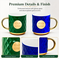 Tasse à café en céramique en cuivre métallique avec plaque de nom de luxe gravée avec logo personnalisé, cadeaux d'affaires classiques, mug en porcelaine pour le lait