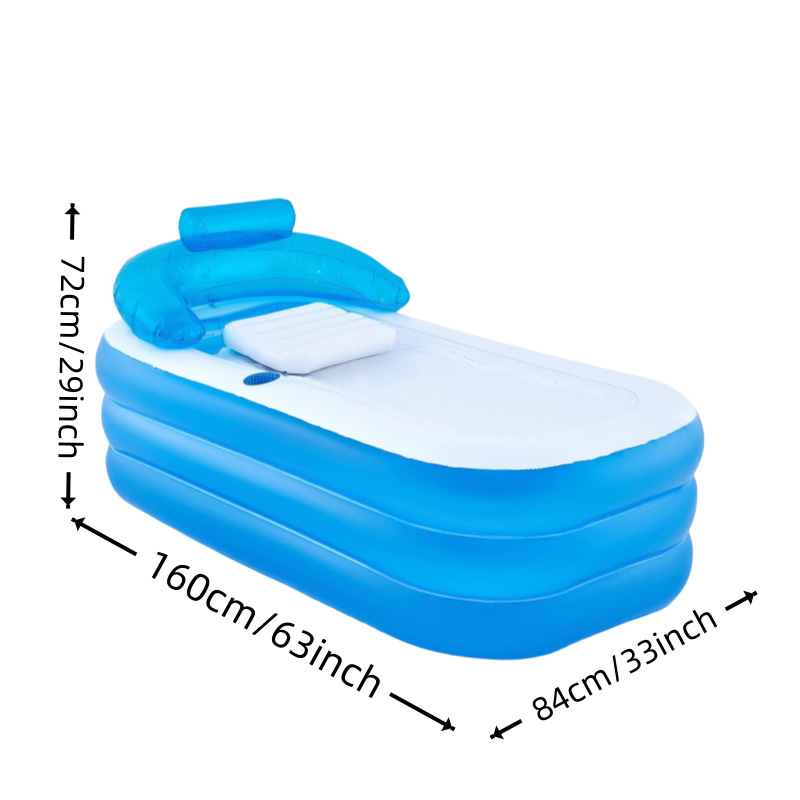 Transparent blue large inflatable bathtub