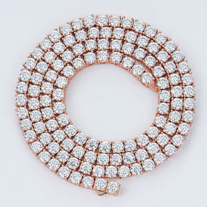 Collier Chaîne Tennis Tendance en Argent Sterling 925 Plaqué Or Rose, Moissanite Taille Brillant GRA 4mm, Longueurs 16in et 18in, Bijoux Fins Personnalisés - Product Image 3