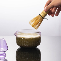 Ensemble de boîte-cadeau avec bol à matcha en verre, brosse à thé en bambou, design Japandi, qualité alimentaire, écologique, résistant à la chaleur, portable, pour usage domestique, personnalisé