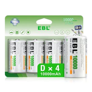 For EBL <b>10000mAh</b> Ni-MH High Capacity D Cell Rechargeable Batteries 4 Pack with New Retail Package for Medical & Toys - Product Image 3