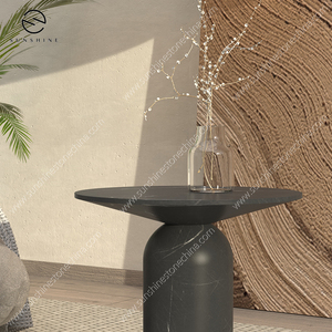 Mesa auxiliar de lujo moderna con tapa de mármol blanco y negro de alto brillo para el centro de la sala de estar y el dormitorio - Product Image 2