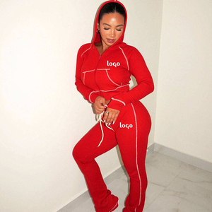 OEM ODM <strong>Women</strong> Y2K Waffle <strong>Knit</strong> Outfits Custom logo <strong>Jogger</strong> 2 Pieces Set Hoodie Sweatpants Sweatsuits <strong>Women</strong> Lounge Tracksuits Set - Product Image 1