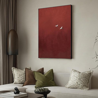 Oiseau élégant en vol peinture à l'huile peinte à la main sur toile rouge peinture abstraite oiseaux peinture moderne mur Art décor à la maison Art