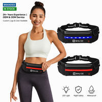 Sac banane de sport étanche avec lumière LED, ceinture de course réglable pour la sécurité nocturne, en stock et prêt à être expédié