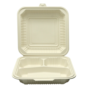 Barquette alimentaire compostable en amidon de maïs PP biodégradable à 3 compartiments, écologique, <span class=keywords><strong>jetable</strong></span>, rectangulaire, 50 oz - Product Image 1