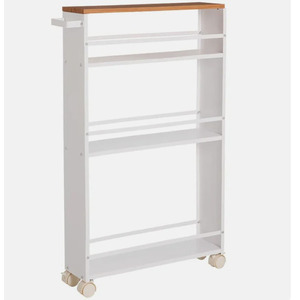 Modern Slim Design 4-Tier High Durability MDF <b>Rolling</b> Storage <b>Cart</b> with Handle for Home Organization Hot Sale Item - Product Image 5