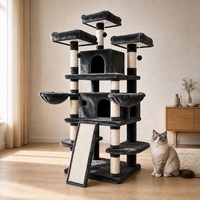 Arbre à chat multi-niveaux de grande taille pour familles multi-chats, tour à chat avec 3 plateformes supérieures, 2 condos, hamacs et poteau à gratter en sisal