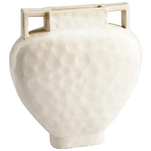 Modern Ceramic <b>Vase</b> With Glazed Finish And <b>Square</b> Handles For Indoor Use - Product Image 1