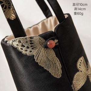 Bolsa de almacenamiento para taza térmica de estilo chino, bolsa portátil aislada para accesorios de ceremonia del té, ajuste universal para todas las estaciones - Product Image 3