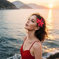 Klip rambut bunga anggrek buatan aksesori rambut bunga tropis Hawai pengantin pesta pernikahan untuk dekorasi pesta pantai