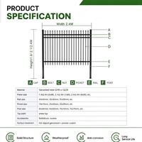 Clôture en acier galvanisé à assembler, rail renforcé, enclos de jardin, résistant au vent, imperméable, personnalisable, directement de l'usine, ISO 9001