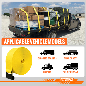 Correas de Amarre AUTOBOTS de 4" x 30' con Gancho Plano, Correas de Alta Resistencia para Control de Carga en Camiones y Remolques de Plataforma - Product Image 4