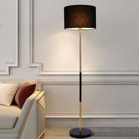Lampu Lantai LED Gaya Minimalis Amerika dengan Kap Lampu Kain untuk Ruang Tamu, Hotel, Kamar Tidur, dan Aula