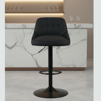 Tabouret de bar réglable Henglin noir mat, 360 °   Chaise de bar pivotante avec repose-pieds, en cuir PU pour bar à domicile et cuisine