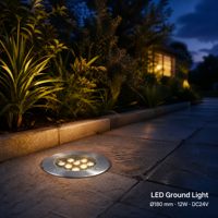 Luminaire paysager en aluminium moulé sous pression IP68, lumière LED 12W, luminaire encastré rond pour jardin, lampe de sol avec abat-jour en acrylique