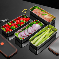 Boîte de conservation classique en acier inoxydable avec couvercle, empilable, pour réfrigérateur, solution de rangement pour la cuisine