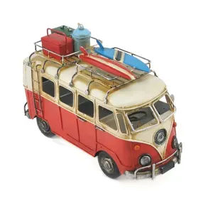 Artesanato em Metal Feito à Mão Modelo de Ônibus Chinês com Prancha de Surf no Topo Decoração Vintage para Casa Presente para Estudantes Arte em Metal - Product Image 1
