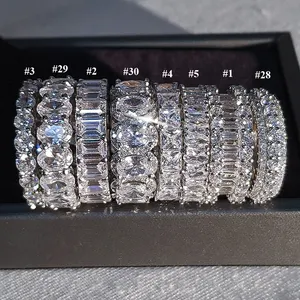 925 silber Überzogene Kupfer Zirkon Luxus Eternity Ringe für Frauen Große Geschenk Großhandel Viele Groß Hochzeit 925 CZ Band Ring