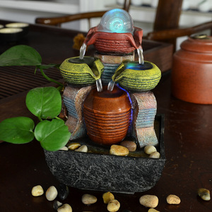 Desktop Water Fountain Ornament With Backlight Electric Irregular Shape Handmade Landscape Flowers Office Living Room Decoration - Product Image 1