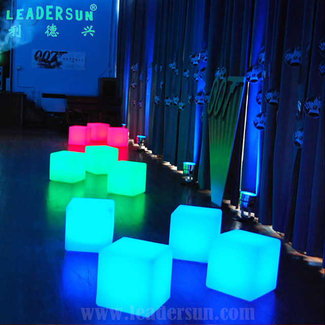 Rechargeable LED Cube 16 Colors Changing Illuminated LED Chair and Seating Plastic Stool Led Cube Chair