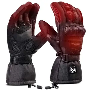 Winter Customized Waterproof Hard Knuckle Protection Leather Electric Battery Heated Motor Bike Motorcycle Gloves