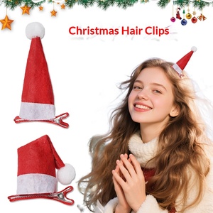 Mini-chapeaux <span class=keywords><strong>de</strong></span> Père Noël en plastique 3D mignons, pinces à cheveux, 2 styles, pinces crocodiles pour cadeaux <span class=keywords><strong>de</strong></span> fête pour enfants - Product Image 2