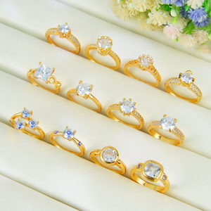 Anillos de Zirconia Chapados en Oro de 21k, Directo de Fábrica, Antideslustre, Joyería Nupcial para Mujer, Anillos para Fiesta - Product Image 1
