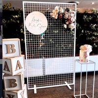 Panggung Pernikahan Besi JINDA, Latar Belakang Bunga, Stand Lengkung, Jaring Logam Putih, Backdrop