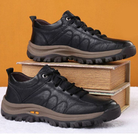 Chaussures de marche pour hommes en cuir PU avec semelle en caoutchouc antidérapante, lacets, style décontracté, imperméables