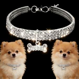 <span class=keywords><strong>Collar</strong></span> de Cristal de Lujo para Perro con Diamantes de Imitación, Accesorios para Mascotas para Perros Pequeños, <span class=keywords><strong>Collar</strong></span> de Cristal Brillante para Mascotas - Product Image 1