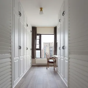 欧式功能好价格白色绘画衣柜摇床门简单设计卧室衣柜百叶窗门