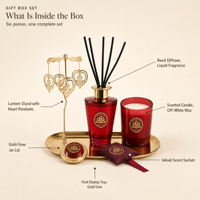 Set Hadiah Aroma Wangi Kayu Cendana Lilin Aromaterapi Liontin Kotak Hadiah Seri Romantis Merah Anggur untuk Liburan