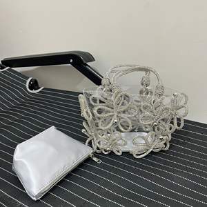 Moda bayan küçük bling rhinestones el çantaları kadınlar için temizle tote çanta ile birçok bling kristal çiçekler lüks chic akşam çanta - Product Image 2