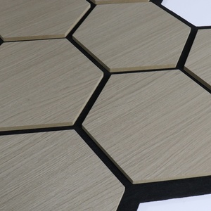 Tự làm trang trí ngọn lửa chống ẩm bằng chứng hình lục giác cách âm bảng 3D Acoustic tường Bảng điều khiển với công nghệ gỗ Veneer - Product Image 3