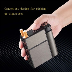 20Pcs Sang Trọng Xách Tay Kim Loại Tự Động Thuốc Lá Trường Hợp Với Nhẹ Hơn Thiết Kế Vuông Cho Thuốc Lá Lưu Trữ Mà Không Có Một Nhẹ Hơn - Product Image 5