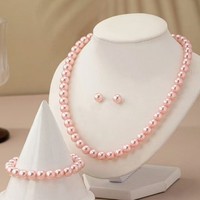 Ensemble de bijoux en perles de coquillages naturels pour femmes, 3 pièces, collier, boucles d'oreilles, bague