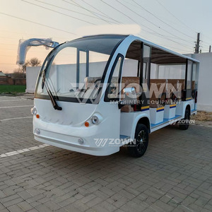 Bus électrique semi-fermé à carrosserie longue pour visites touristiques, avec bandes décoratives colorées, véhicule de tourisme pour parcs et campus - Product Image 3