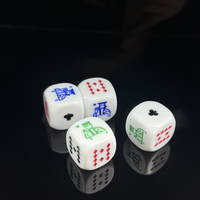 Dés de jeu personnalisés en résine avec symboles de poker, six faces, 20 mm, en acrylique blanc et polypropylène, pour jeux de casino et de boisson pour adultes, vente en gros