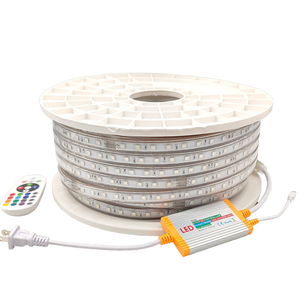 شريط إضاءة <span class=keywords><strong>LED</strong></span> <span class=keywords><strong>RGB</strong></span> 5050 بجهد 24 فولت تيار مستمر بسعر المصنع بالجملة، 100 متر/لفة، مقاوم للماء IP65، من الألومنيوم، Ra80، قابل للتعتيم بمنفذ Type-C، مناسب للمناظر الطبيعية، معتمد من FCC - Product Image 4