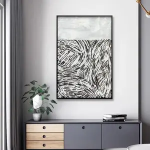 Modern Home Decor Abstract Framed Black And White Hand Painted Painting 3D Canvas Wall Art Vintage Oil Paintings